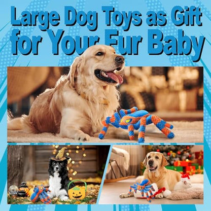 LEGEND SANDY Squeaky Dog Toys- Plush Dog Toys with Soft Fabric for Small, Medium, and Large Dogs Daily Companionship, Training Reward Gift - color: Blue Spider
