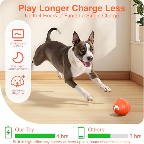 Interactive Dog Ball - Smart Toy for Small and Medium Dogs, Automatic Moving Ball, Rotating & Bouncing, Durable TPU+PC Shell, Toys that Keep Dogs Busy, for Dog (Orange)