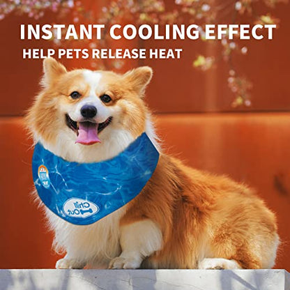 ALL FOR PAWS Dog Cooling Bandana, Cooling Bandanas for Large Dogs, Dog Cooling Neck Wrap, Cooling Scarf for Dogs, Blue Ice Dog Neck Cooler for Summer (L) - size: L