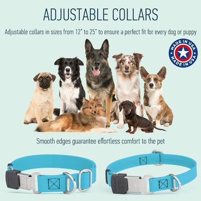 Biothane Waterproof Durable Dog Collar with Herm Sprenger - Quick Release ClicLock Buckle - Fits Medium and Large Dogs - Made in USA (Sky Blue, W 1" x L 15"-25") - color: Sky Blue, size: W 1" x L 15"-25"