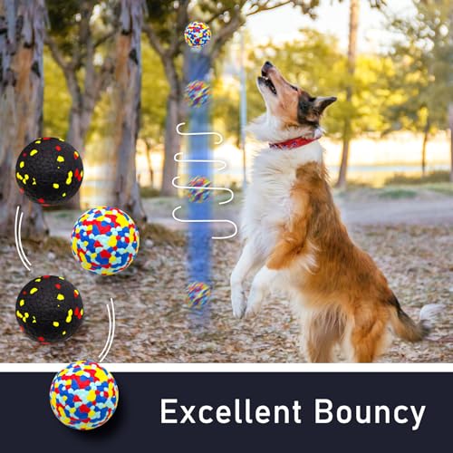 6 Pcs Dog Balls Tennis Ball for Aggressive Chewers Indestructible Dog Teething Chew Toys for Large Medium Small and Puppies, More Biting-Proof Atom.