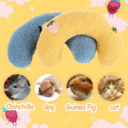 Novabright 2 Pcs Pillow for Cats Little Cat Calming Pillow for Pets Indoor Soft Fluffy Pet Calming Toy Half Donut C Shaped Pet Neck Pillows for Cat Dog Joint Relief Sleeping Improve