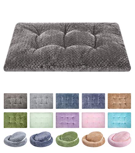 WONDER MIRACLE Fuzzy Deluxe Pet Beds, Super Plush Dog or Cat Beds Ideal for Dog Crates, Machine Wash & Dryer Friendly (15" x 23", S-Eagle Grey) - color: S-Eagle Grey, size: 15" x 23"