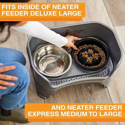 The Niner Slow Feed Bowl - Raised Peaks Slow Down Pets Eating - Fits Elevated Feeders Including Neater Feeder Large Sizes - Gentle on Teeth and Gums - Holds up to 2 Cups (Black) - color: Black