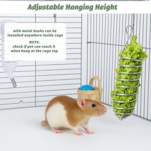 2Pcs Rat Enrichment Toys Stainless Steel Bird Food Holder Rat Parrot Foraging Toy Hanging Rodent Toy Fruit Vegetable Holder Puzzle Toy Slow Feeder Parakeet Foraging Mice Cage Accessories