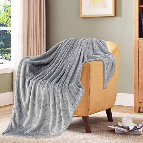 TOONOW Fleece Blanket Super Soft Cozy Throw Blanket 50" x 60", Lightweight Fuzzy Comfy Textured Flannel Blanket Warm Plush Throw Blankets for Couch, Sofa, Bed, Light Grey - color: Light Grey, size: Throw-50" x 60"
