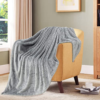TOONOW Fleece Blanket Super Soft Cozy Throw Blanket 50" x 60", Lightweight Fuzzy Comfy Textured Flannel Blanket Warm Plush Throw Blankets for Couch, Sofa, Bed, Light Grey - color: Light Grey, size: Throw-50" x 60"