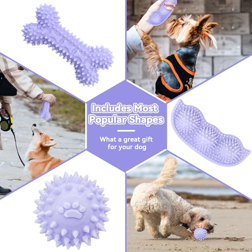 Petcare 6 Pack Puppy Teething Toys, Cute Purple Small Dog Chew Toys for Puppies 0-6 Months, Soft Rubber Rope Dog Teething Toys, Best Small Puppy Toys, Puppy Essentials Supplies - color: Purple