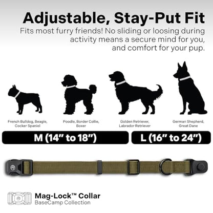 Heavy Duty Dog Collar with Quick-Release Magnetic Buckle, Adjustable Double Layer Nylon Dog Collar for Large Dogs, (Green, L: 16" to 24") - color: Green, size: L: 16" to 24"