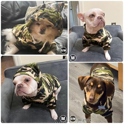BEAUTYZOO Dog Hoodie for Small Medium Dogs Puppy, Soft Fleece Dog Sweater Cold Weather Coats with Pocket, Pet Outfits Hooded Sweatshirt Chihuahua Cat Jacket Clothing Warm Camo French Bulldog Clothes - color: Army Green, size: Small/Medium