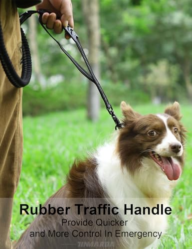 Heavy Duty Dog Leash, 4-6FT Shock Absorbing Dog Leashes with Traffic Handle and Comfortable Padded Handles, Advanced Easy Metal Clip, No Pull Reflective Leash for Medium Large Dogs that Pull (Black) - color: Black