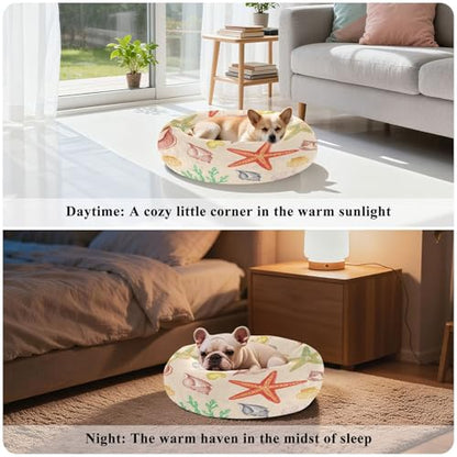 Round Cat Bed Dog Bed,20in Seashell Washable Non-Slip Bottom Soft Pet Bed for Small Medium Dogs and Cats - size: 20in