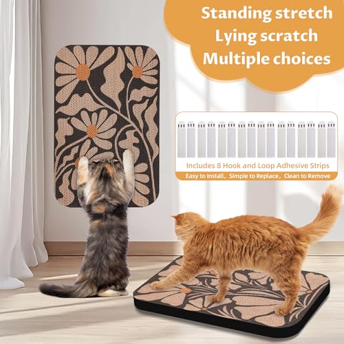 2 Pack Art Cat Scratcher, Wall-Mountable Cat Scratch Pad, Wall Cat Scratcher 16.7x11x1 Inch Cat Scratching Board for Indoor Cats Toy(Black & White 1) - color: Black and white 1
