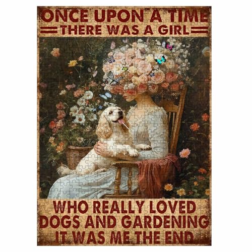 1000 Pieces Jigsaw Puzzles for Adults, Once Upon A Time There was A Girl Who Really Loved Dogs and Gardening Art Puzzle, Stress Relief Memory Training Brain Teaser Puzzle 29.5x19.7 Inch - color: Wooden Puzzle14, size: 1000 Piece pcs