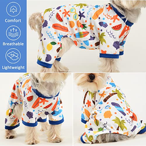 Dog Pajamas for Small Dogs, Soft Thin Pjs Jammies Cat Doggie, Summer Pet Cute Puppy Clothes Outfits Dogs Boy Girl(Coconut Tree,XS) - color: Coconut Tree, size: X-Small (Chest 11.8 in)