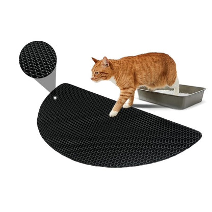 Cat litter mat hemicycle 100% Waterproof Urine Proof Trapping Mat 1 Pack (31.5''X15'Inch (Pack of 1)) Easy Clean (Black, 32x16 inch)