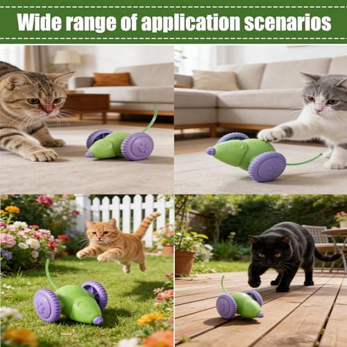 Interactive Cat Toys for Indoor Cats, Kitten Toys Like a Mouse, Rechargeable Cat Mouse Toy with Tail & Lights, Cat Toys for Bored Indoor Adult Cats, Automatic Cat Toy for Enrichment Exercise