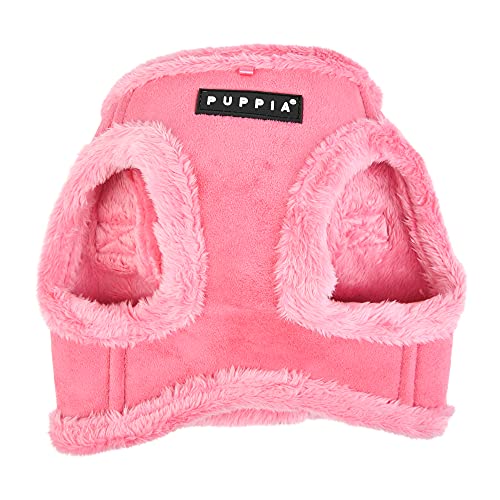 Puppia Terry Vest Dog Harness Step-in Winter Suede Warm No Choke No Pull Training Walking for Small and Medium Dog, Pink, Medium - size: Medium