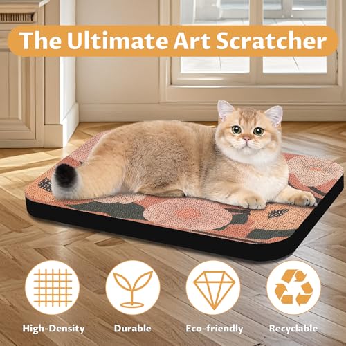 2 Pack Art Cat Scratcher, Wall-Mountable Cat Scratch Pad, Wall Cat Scratcher 16.7x11x1 Inch Cat Scratching Board for Indoor Cats Toy(Flower Series1) - color: Flower Series1