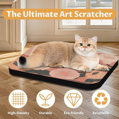 2 Pack Art Cat Scratcher, Wall-Mountable Cat Scratch Pad, Wall Cat Scratcher 16.7x11x1 Inch Cat Scratching Board for Indoor Cats Toy(Flower Series1) - color: Flower Series1
