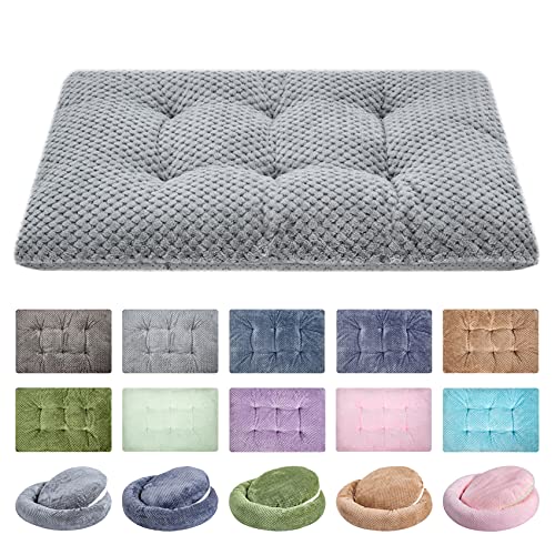 WONDER MIRACLE Fuzzy Deluxe Pet Beds, Super Plush Dog or Cat Beds Ideal for Dog Crates, Machine Wash & Dryer Friendly (15" x 23", S-Grey) - color: S-Grey, size: 15" x 23"