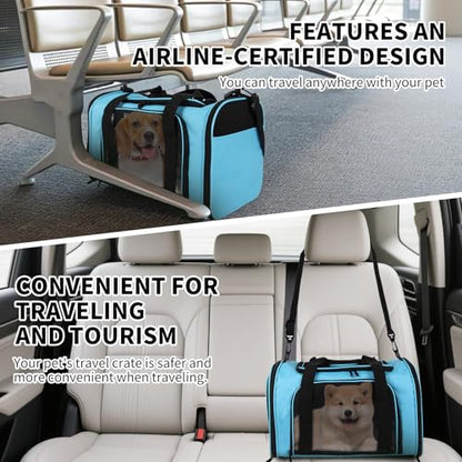 Carriers Soft-Sided Pet Carrier Large Carrier for Medium Large Cats Dogs Under 35Lbs,Breathable Ventilated Design,Collapsible Roomy Carrier with Airline Approved(X-Large,Blue) - color: blue, size: 20.0"L x 13.0"W x 13.0"H