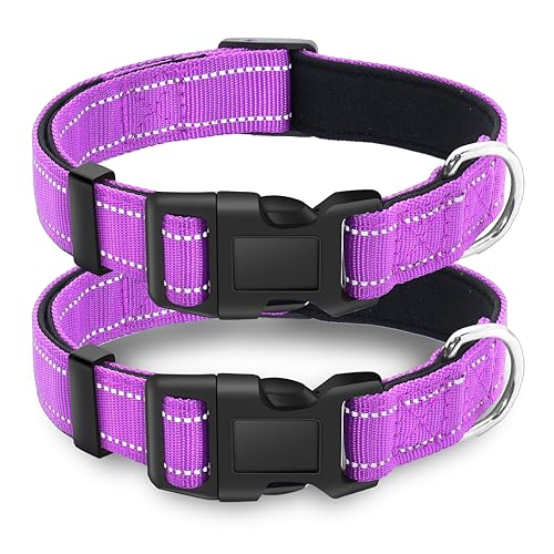 2 Pack Reflective Dog Collar with Safety Locking Buckle, Adjustable Soft Breathable Comfortable Nylon Pet Collar for Small, Medium and Large Dogs, Rosered, XS - color: A-Rose Red(2 Collars), size: X-Small (Width 5/8")