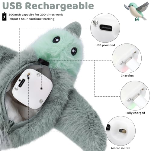 Cat Toys Flapping Birds with Catnip Bags, Chirping Interactive Kitten Toy Indoor, Lifelike Birdie Tweets, Rechargeable Enrichment Moving Wings Cat Exercise Toys Kicker for All Breeds Cat Dog(Gray) - color: A5