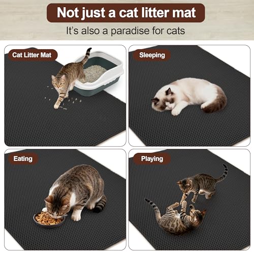 Jumbo Cat Litter Mat (47.2" x 39.3"), Large, Double layer, Waterproof, Non-Slip, Odor-Free, Easy to clean, Black - color: Black, size: 47.2" x 39.3"