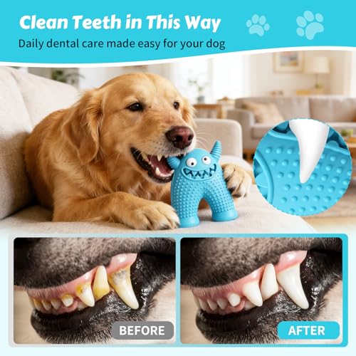Dog Chew Toys Floating Squeaky Toy for Puppy Toothbrush Teething Cleaning Toys Outdoor Swimming Interactive Tough Toys for Small and Medium Dogs - color: Monster-blue