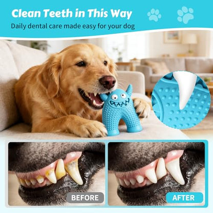 Dog Chew Toys Floating Squeaky Toy for Puppy Toothbrush Teething Cleaning Toys Outdoor Swimming Interactive Tough Toys for Small and Medium Dogs - color: Monster-blue