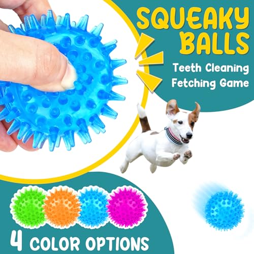 Puppy Toys for Teething, 6 Pack Interactive Dog Toys, 2.5" Squeaky Dog Balls and Treat Balls, Dog Chew Toys for Intellect Training, Small to Medium Breed