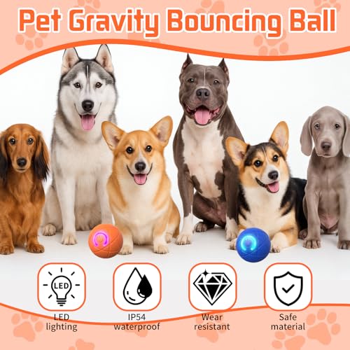 Jiexily Interactive Dog Toys Balls, 2025 New Automatic Rolling Shaky Ball Toy for Puppy Small Medium Dogs, Smart Jumping Moving Bouncing and Rotating Ball Keep Them Busy (Orange) - color: Orange