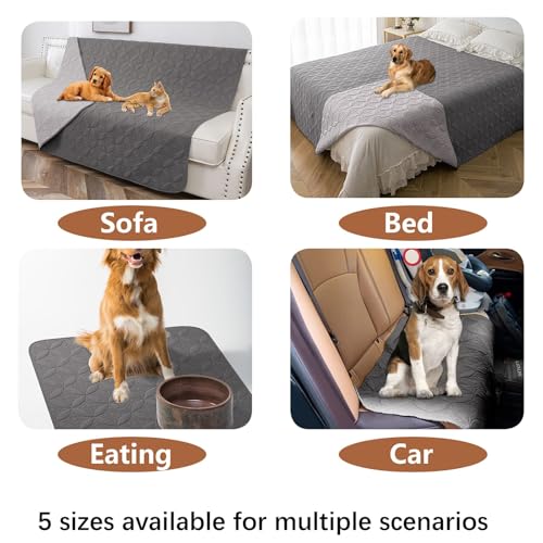 Waterproof Dog Blanket, Small Pet Couch Covers for Sofa, Chair Bed Furniture Protector Washable Reversible(82"x102",Lightgrey+Darkgrey and 52"x82", Lightgrey+Darkgrey)