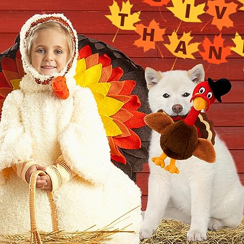 Thanksgiving Dog Toys, Turkey Squeaky Dog Toys with Cotton Rope and Crinkle, Thanksgiving Dog Gifts for Small Medium and Large Dogs - style: M-Thanksgiving Turkey