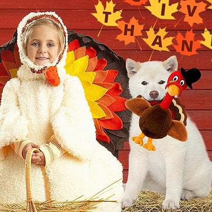 Thanksgiving Dog Toys, Turkey Squeaky Dog Toys with Cotton Rope and Crinkle, Thanksgiving Dog Gifts for Small Medium and Large Dogs - style: M-Thanksgiving Turkey