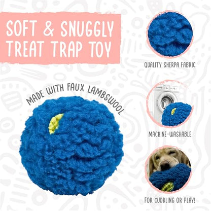 HuggleSnuffles HuggleFleece Treat Dispensing Ball - Interactive Enrichment Toys for Dogs, Dog Treat Dispenser Puzzle for Mental Stimulation & Boredom, Puppy Feeder Games to Keep Them Busy - Large (8") - size: Large, style: Treat Dispensing Ball