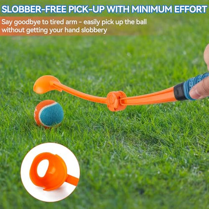 ALL FOR PAWS 25“Dog Ball Launcher, Foldable Tennis Ball Thrower with Soft and Comfortable Tennis Racket-Like Handle Grip, 2.5 inch Ball Included