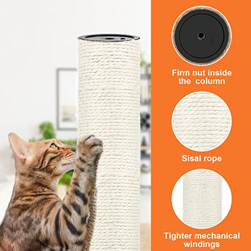 4 PCS M8 Cat Scratching Post Replacement, 15.7 x 3.1 Inch Sisal Pole Cat Tree Replacement Post with Screws, Refill Scratcher Posts for Indoor Kitten Tree Tower Spare Cat Furniture Protector - color: M8+White01