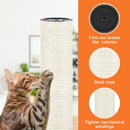 4 PCS M8 Cat Scratching Post Replacement, 15.7 x 3.1 Inch Sisal Pole Cat Tree Replacement Post with Screws, Refill Scratcher Posts for Indoor Kitten Tree Tower Spare Cat Furniture Protector - color: M8+White01