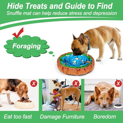 Vivifying Snuffle Mat for Dogs, Adjustable Treats Feeding Mat for Slow Eating and Keep Busy, Interactive Dog Puzzle Toys Encourages Natural Foraging Skills and Smell Training (Blue Green) - color: Blue&Green&Brown