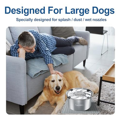kactoily 1.47 Gal Stainless Steel Dog Water Bowl, 24 Cups Large No Spill Dog Bowl with Non-Slip Mats, Splash Proof Slow Water Drinking for Messy Drinkers - color: Grey