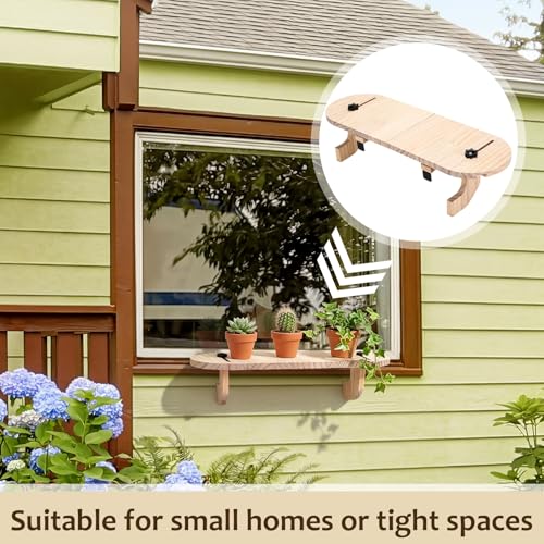 1 Pcs Natural Window Sill Plant Shelf for Plants 21.7 x 7.1 x 5.9 Inch Windowsill Extender Window Plant Floating Shelves No Drilling Wooden Bracket for Cat Perch Planters (Rounded Corner) - size: Rounded Corner
