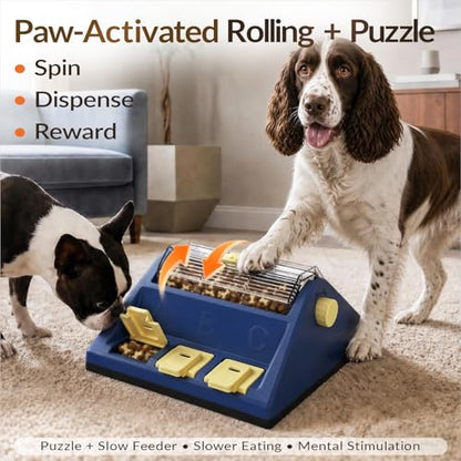 Dog Puzzle Toy, Large Size, 2 Levels of Challenge, Paw-Activated Rolling Treat Dispenser, Slow Feeder & Mental Stimulation for Small/Medium Dogs Enrichment Toys