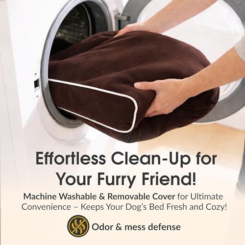 KOPEKS Orthopedic Memory Foam Dog Bed 7" Inch Thick Extra Large Dog Bed With Pillow Brown 50"x34"x10" Includes Waterproof Liner & Durable Removable Cover With Smart Design - color: Brown