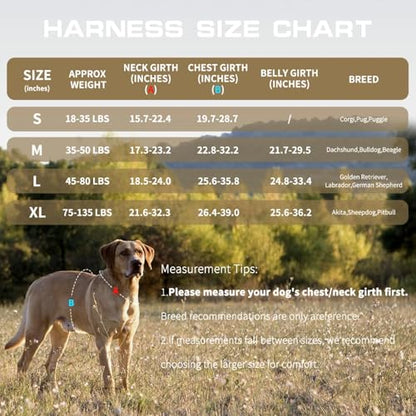 Tactical Dog Harness Medium Sized, Heavy Duty No Pull Dog Harness with Handle, Easy On and Off Service Dog Vest with Molle System, Adjustable Reflective Pet Vest for Walking Hiking Training - color: Khaki, size: M(Neck:17-23",Chest:22-32"),35-50 lbs