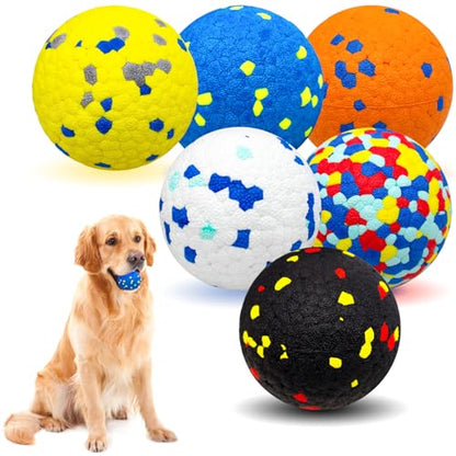 6 Pcs Dog Balls Tennis Ball for Aggressive Chewers Indestructible Dog Teething Chew Toys for Large Medium Small and Puppies, More Biting-Proof Atom.
