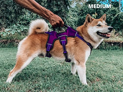 Tuff Pupper Escape Proof No Escape Dog Harness | 5 Point Adjustable Fit Harness for Dogs | Padded Dog Harnesses | Handle Dog Lift Harnesses - color: Purple, size: Medium
