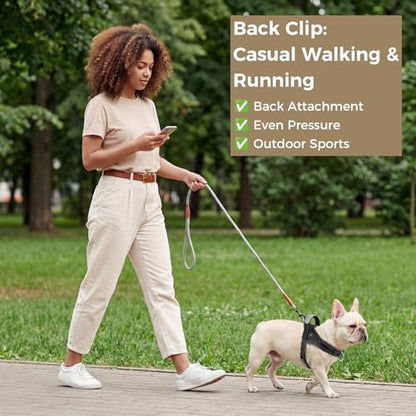 No Pull Dog Harness with Handle, Boston Terrier Adjustable Reflective Dog Vest, Breathable Air Mesh Padded Pet Harness with Front Leash Clip for Small Medium Dogs, Black, M - color: Black, size: Medium