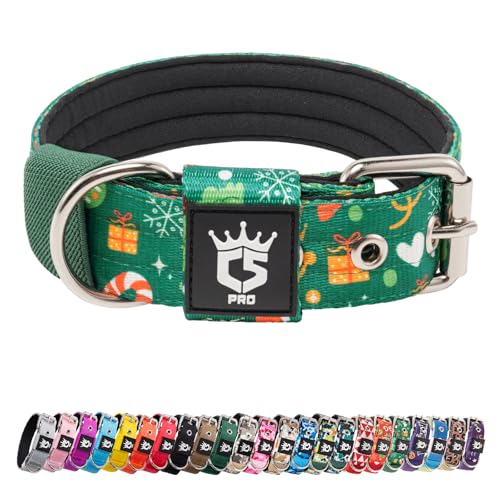 TSPRO Tactical Dog Collar 1.25 Inch Wide Thick Dog Collars with Heavy Duty Metal Buckle, Durable, Strong, Adjustable for Small Dogs (Christmas Green S) - color: Christmas Green, size: S-for neck size (adjustable 12.6"-15.8")
